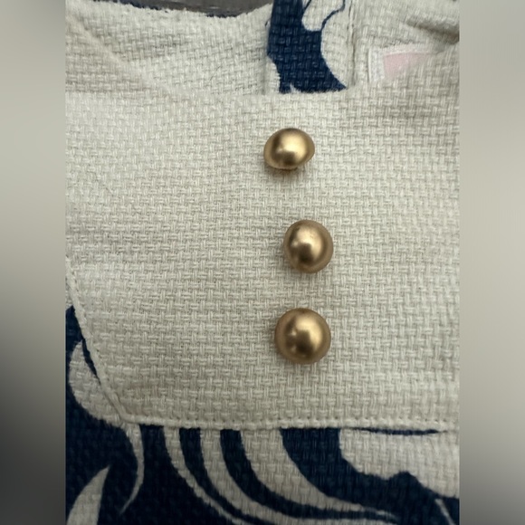 NWOT Janie and Jack Navy and White Floral Dress with Gold Button Accent 6-12 m - Picture 5 of 7